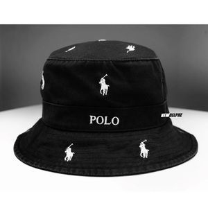 NWT POLO RALPH LAUREN MULTI PONY BEACHSIDE BUCKET HAT BLACK